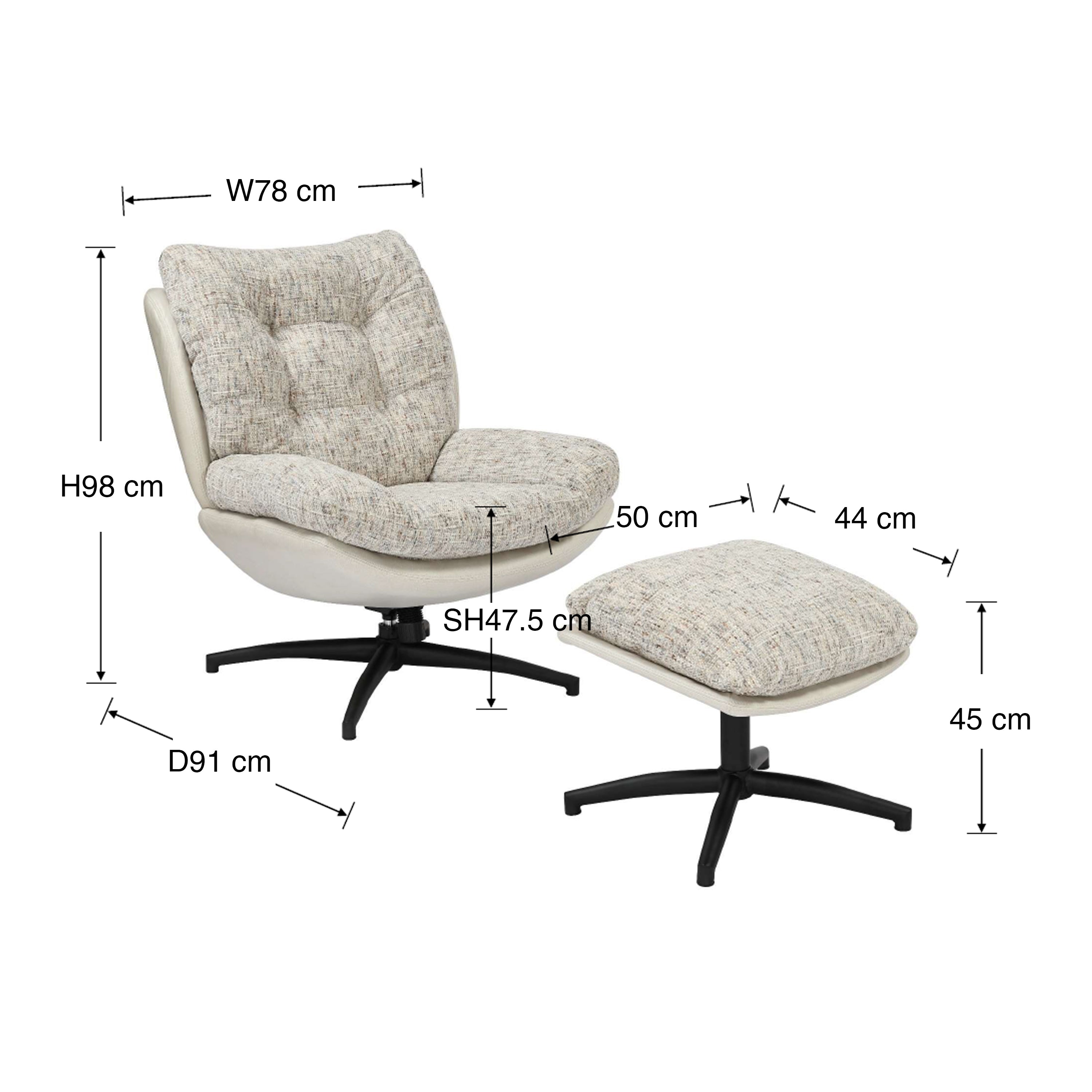 Dale Tilt and Swivel Accent Chair with Foot Stool