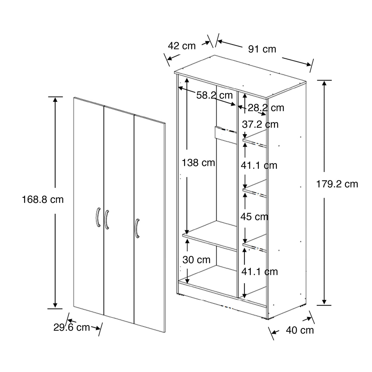 Josefa 3 Door Wardrobe
