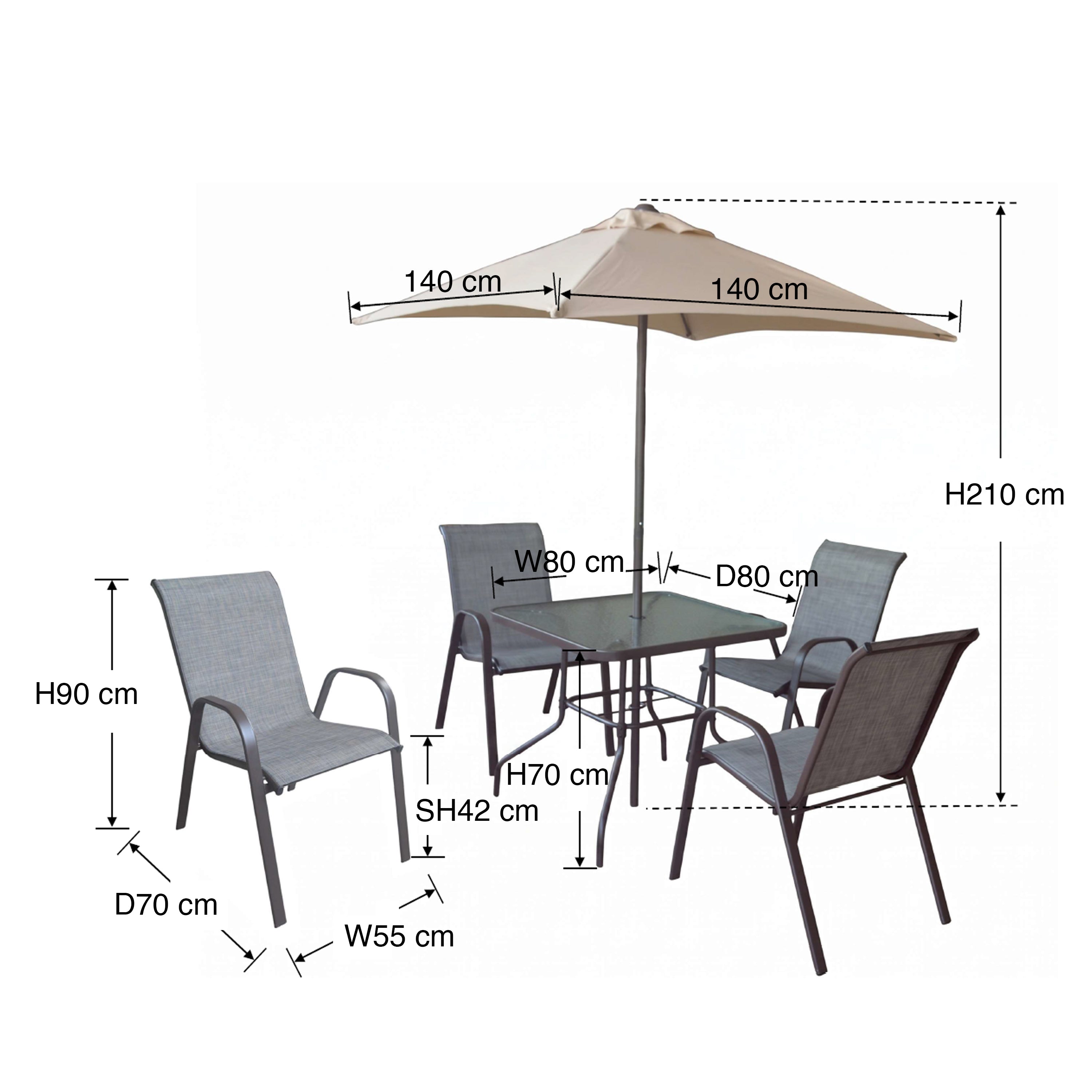 Synnova 4 Seater Outdoor Dining Set with Umbrella