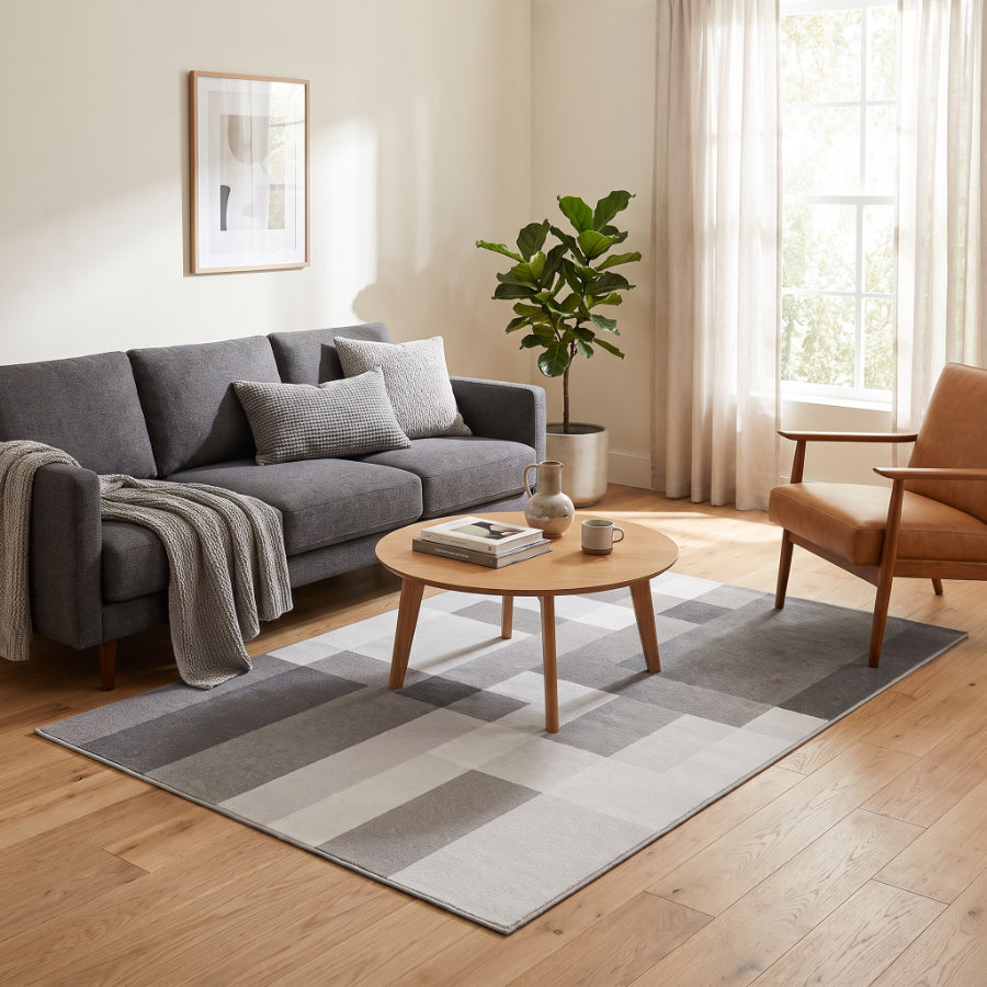 Asella Geo Gray Printed Rug