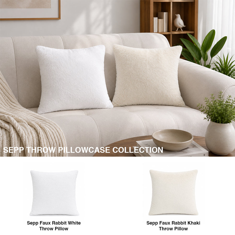 Sepp Faux Rabbit White Throw Pillowcase