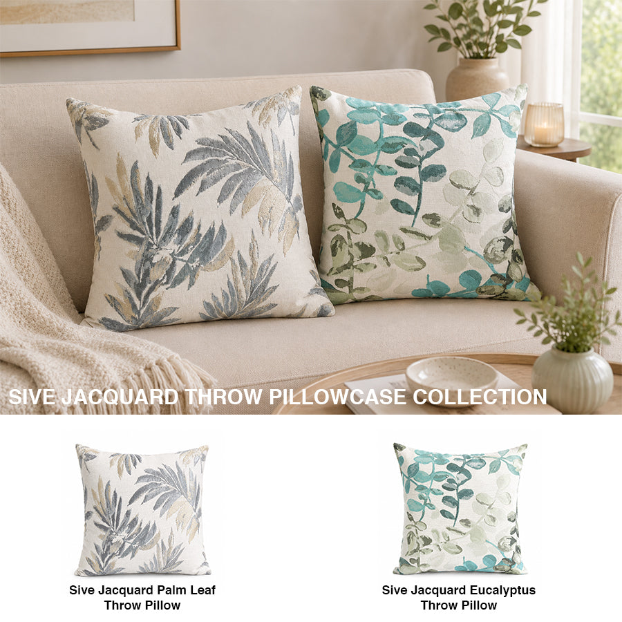Sive Jacquard Eucalyptus Throw Pillowcase