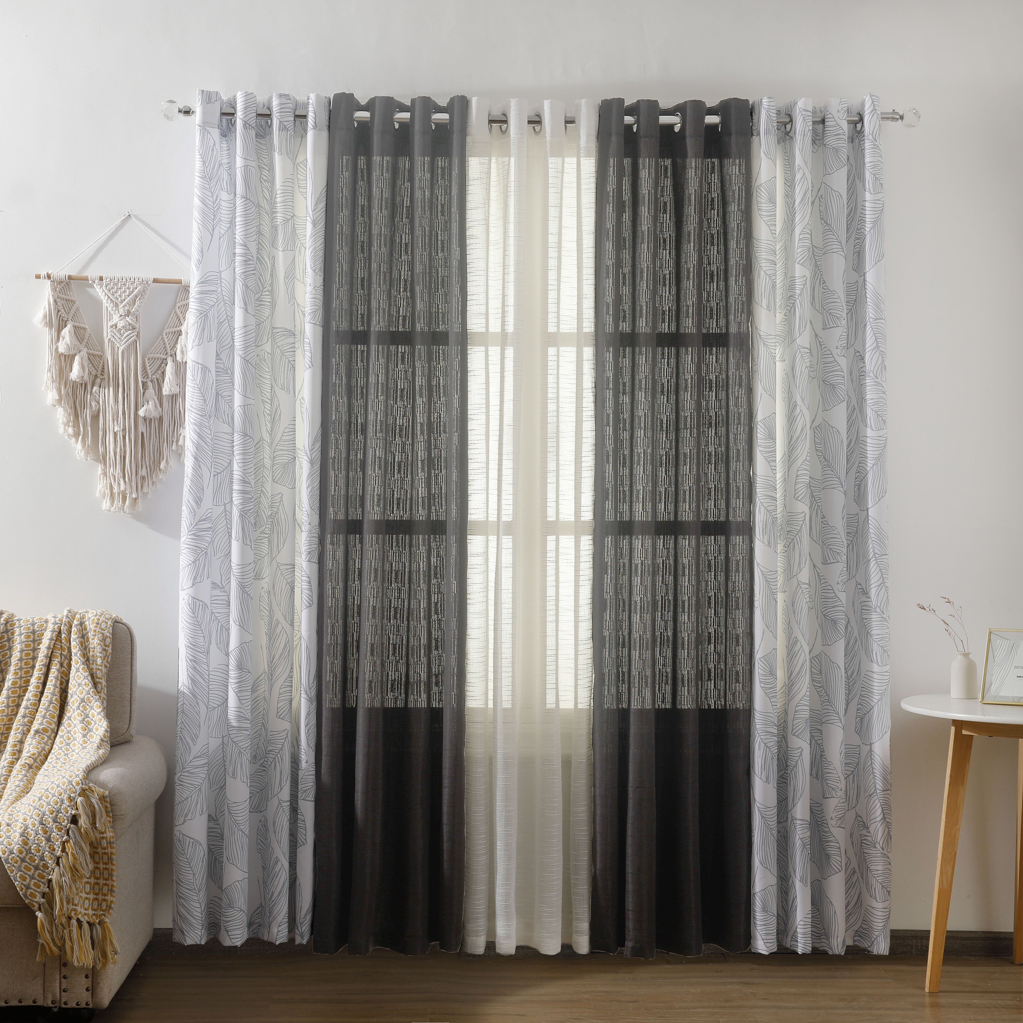 Benno Plain & Printed Set of 5 Curtains