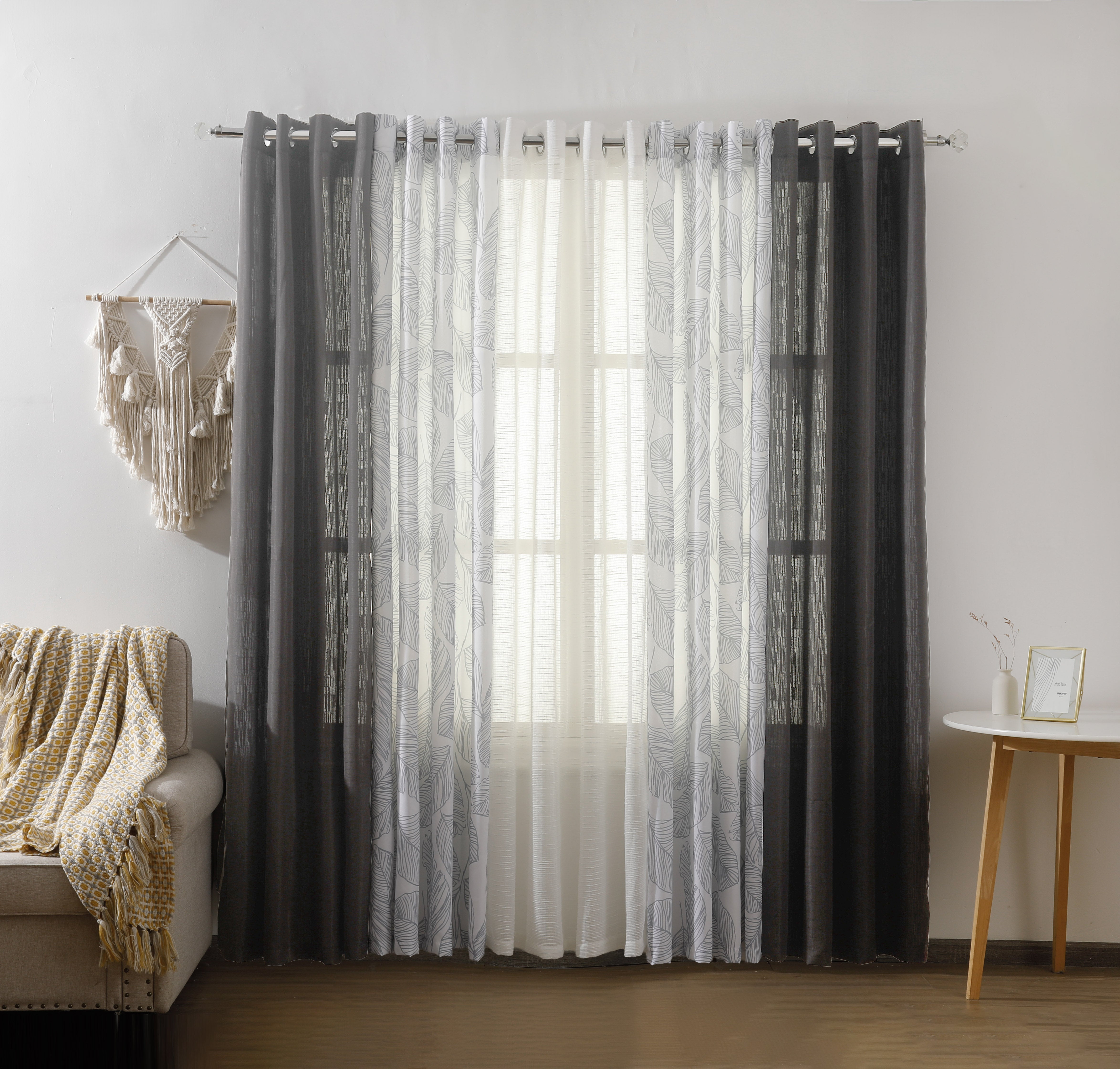 Benno Plain & Printed Set of 5 Curtains