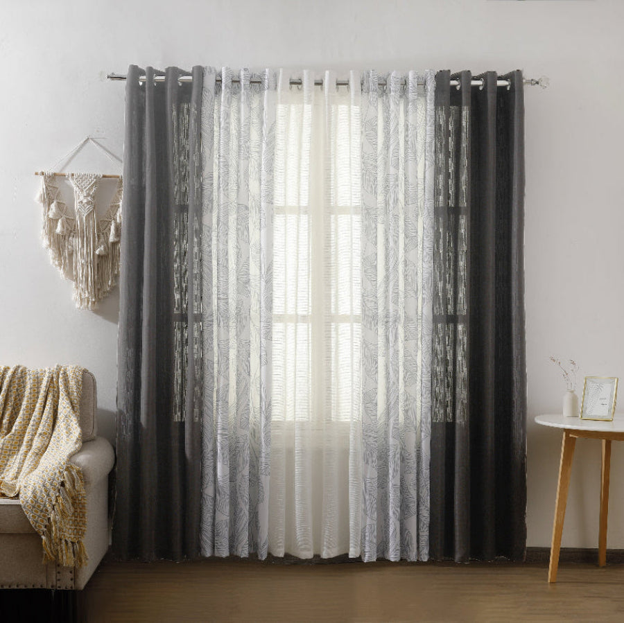 Benno Plain & Printed Set of 5 Curtains