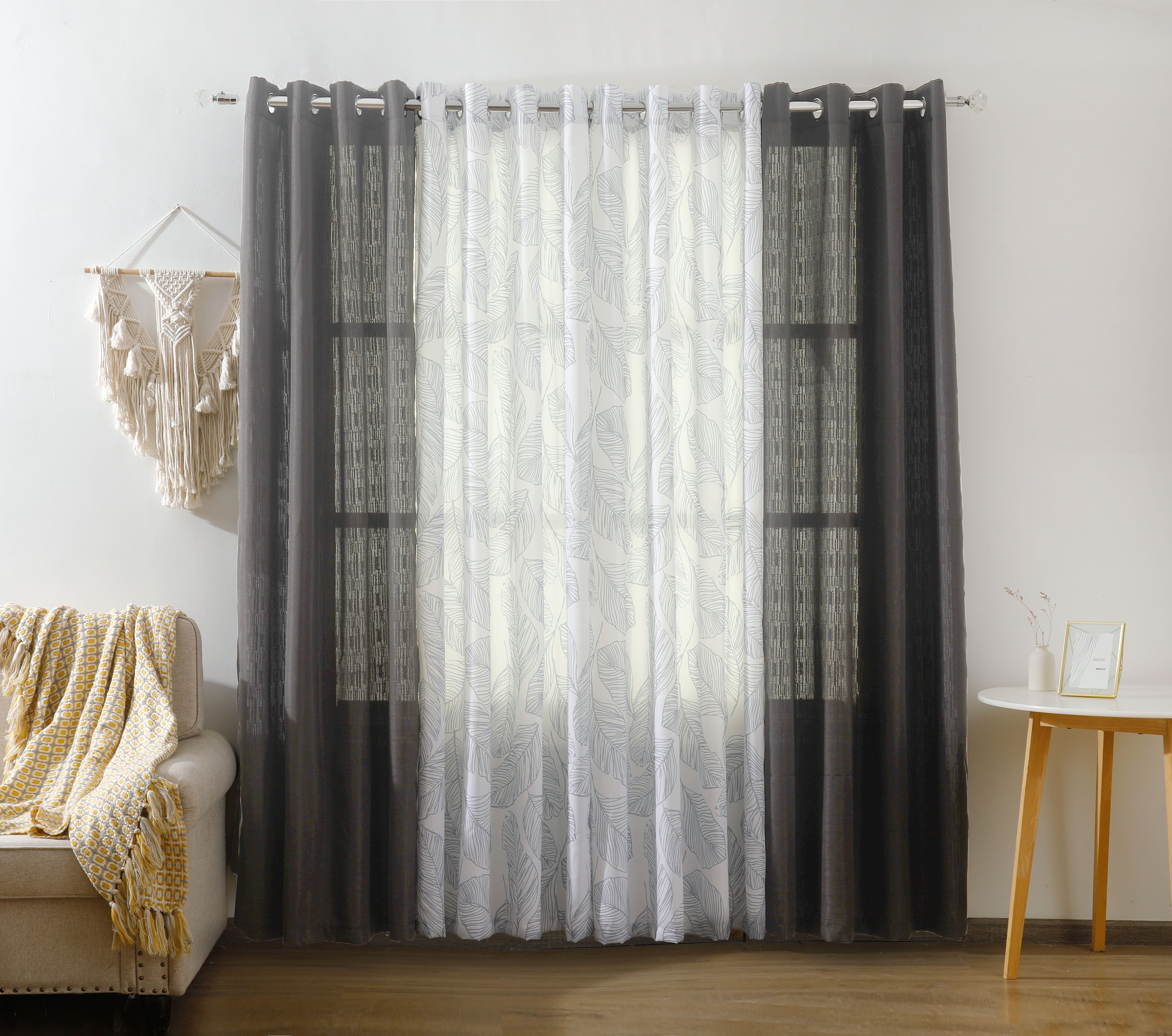 Benno Plain & Printed Set of 5 Curtains