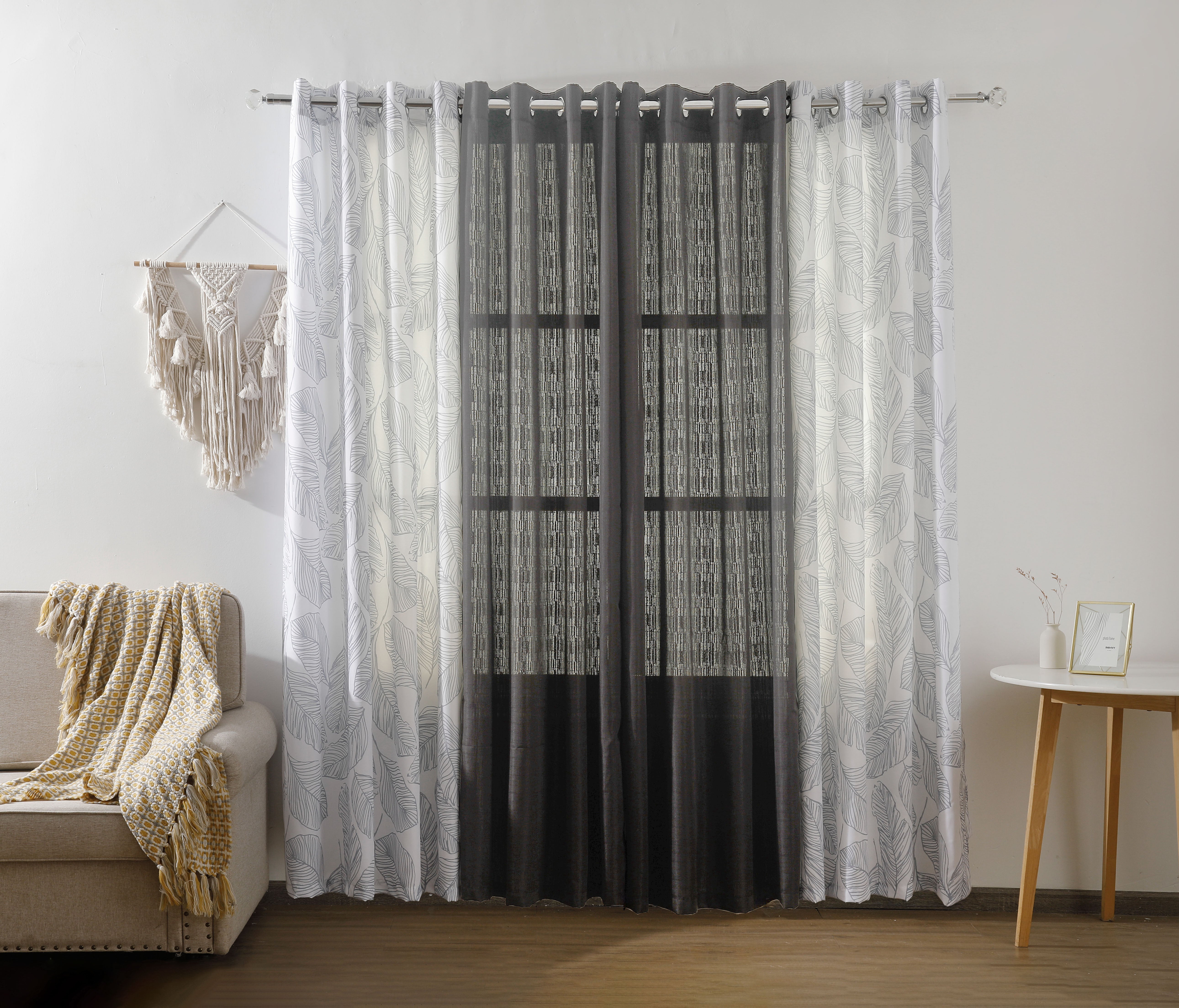 Benno Plain & Printed Set of 5 Curtains
