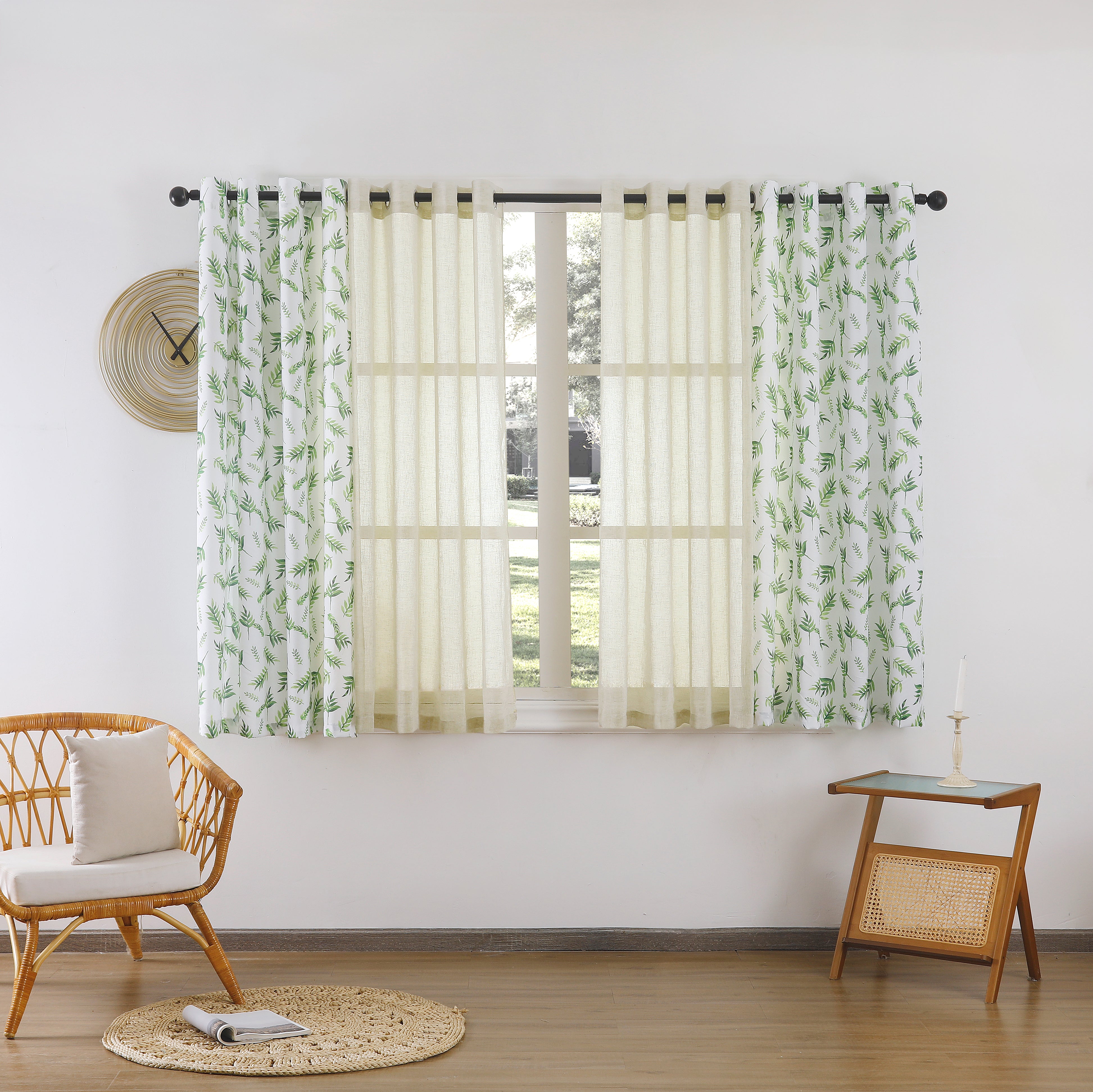 Beathe Plain & Printed Set of 4 Curtains