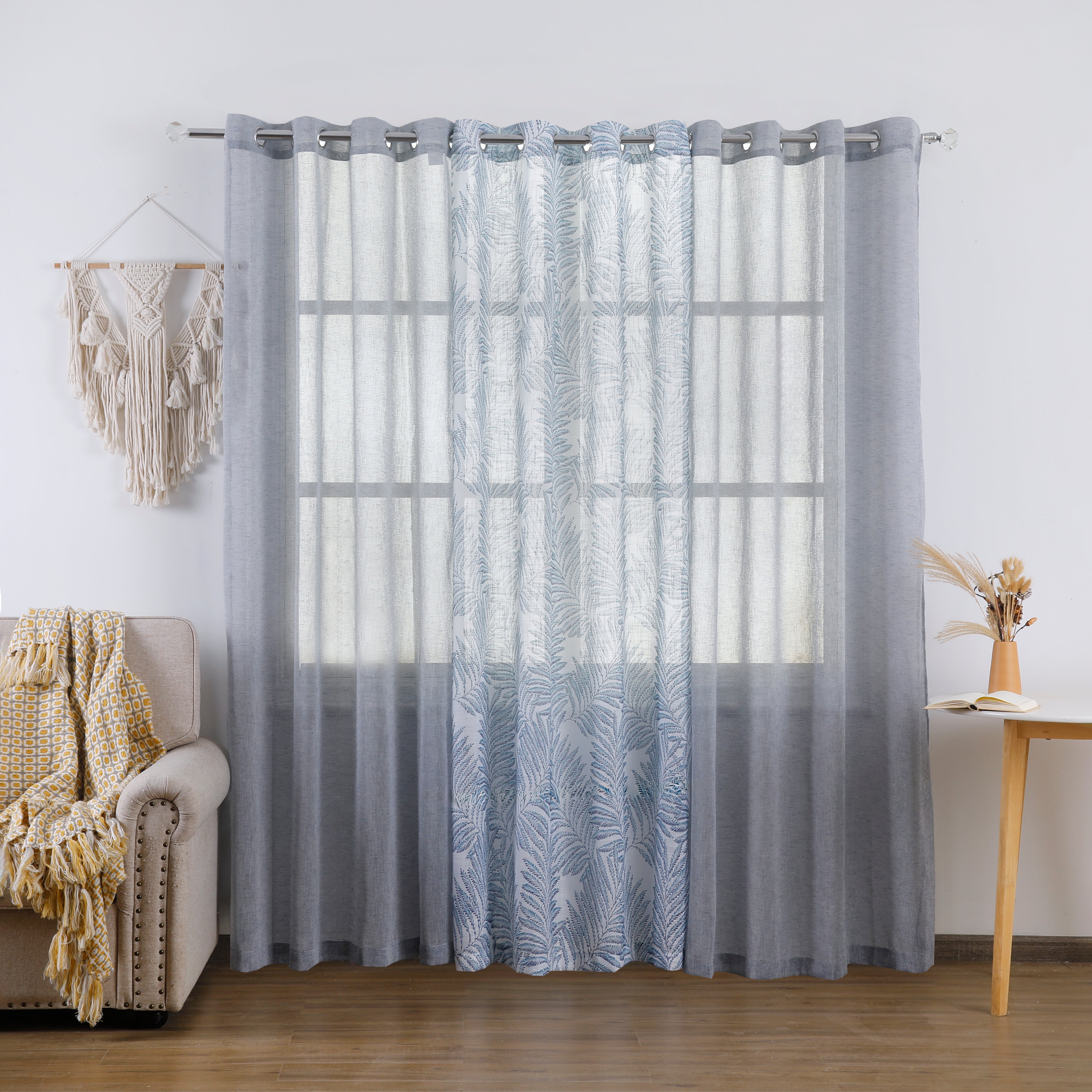 Bodil Plain & Print Set Of 3 Curtains
