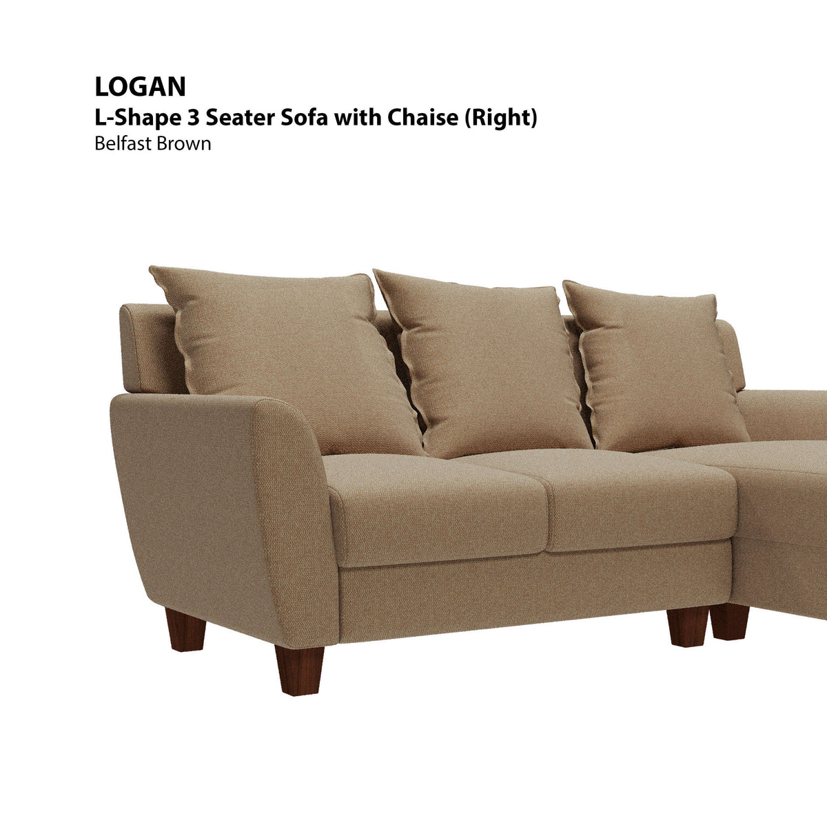 Logan L-shape 3 Seat with Chaise (Right Facing) Sofa