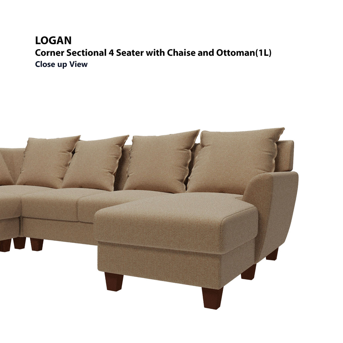 Logan Corner Section 4 Seater with Chaise and Ottoman (Left) Sofa
