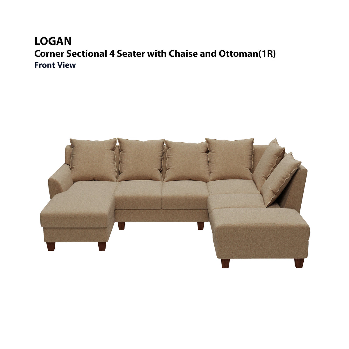 Logan Corner Section 4 Seater with Chaise and Ottoman (Right) Sofa