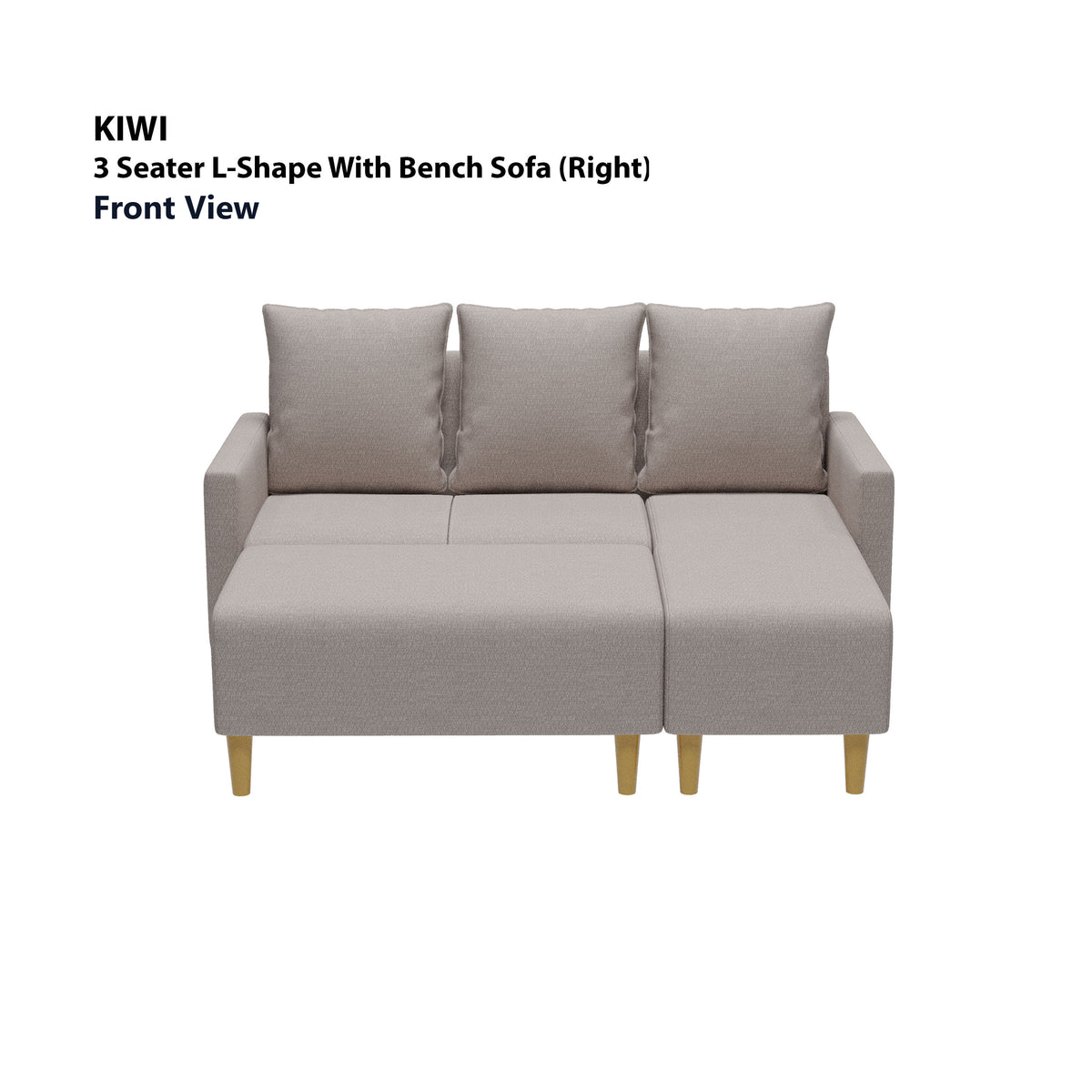 Kiwi 3 Seater L-Shape (Right Facing) with Bench