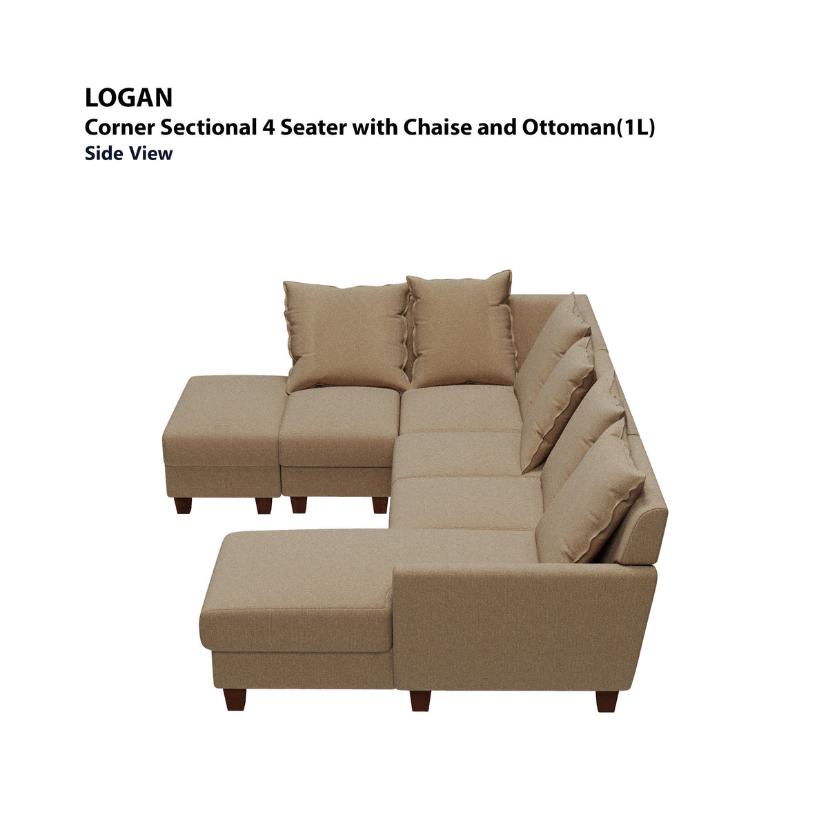 Logan Corner Section 4 Seater with Chaise and Ottoman (Left) Sofa