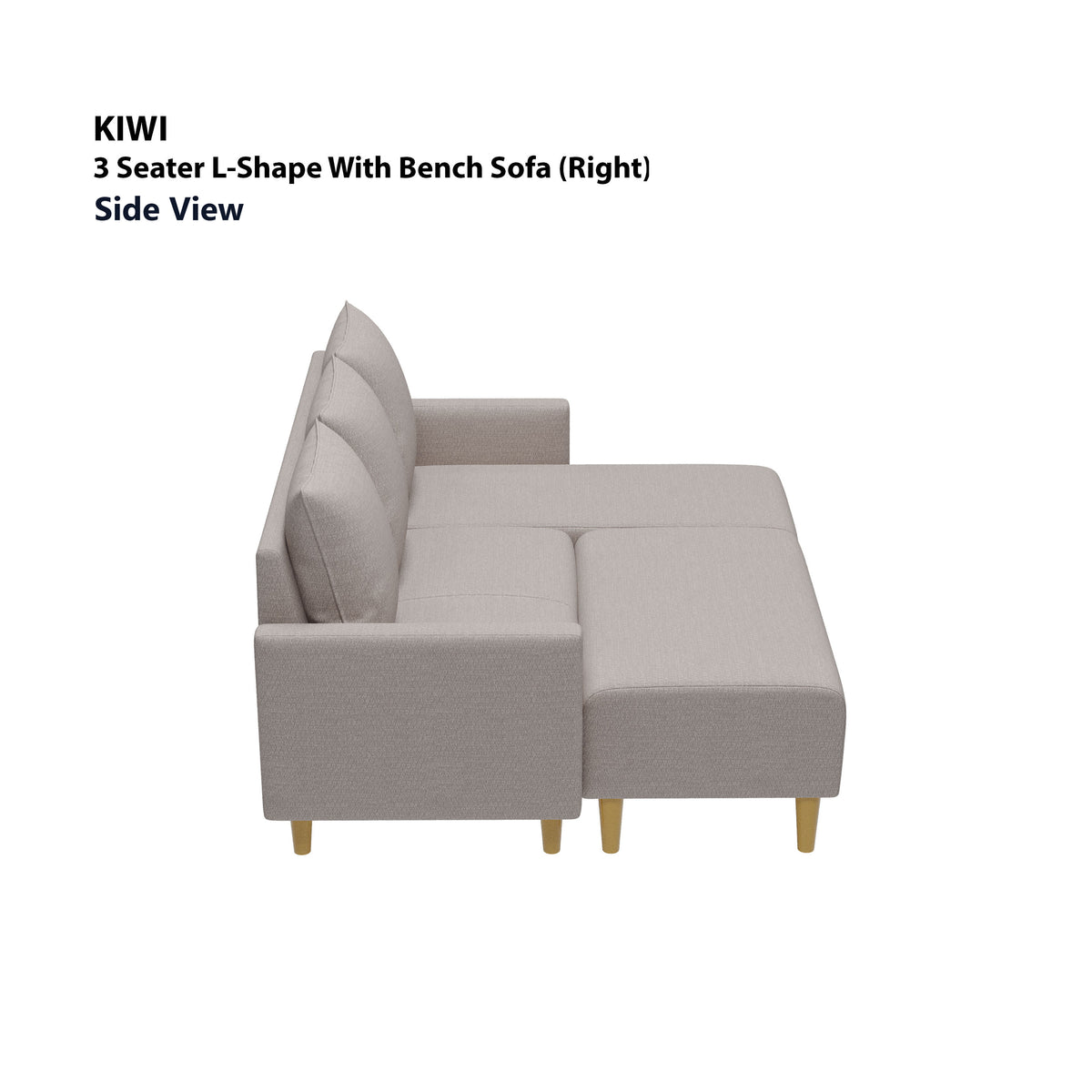 Kiwi 3 Seater L-Shape (Right Facing) with Bench