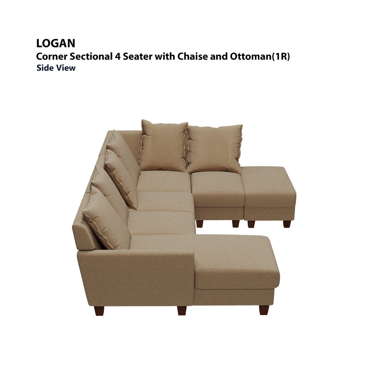 Logan Corner Section 4 Seater with Chaise and Ottoman (Right) Sofa