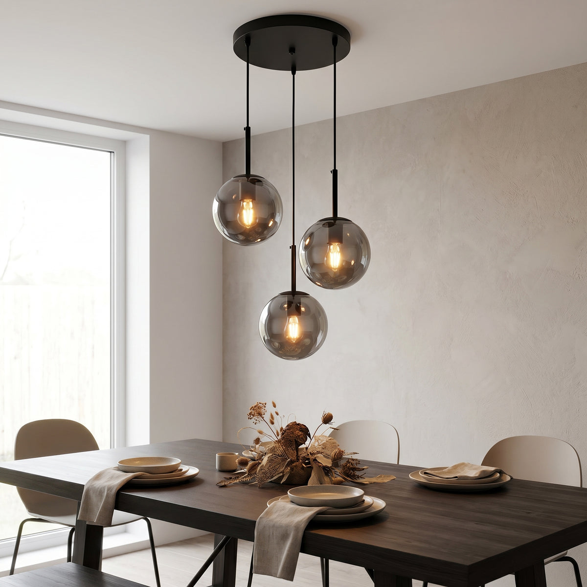 Giora Black Modern Light Fixtures - 3 Shades