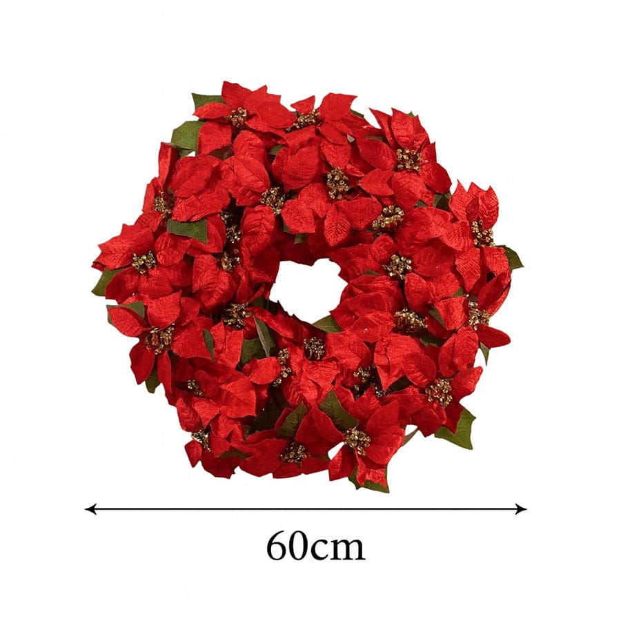 24 Heads Poinsettia Wreath 60cm