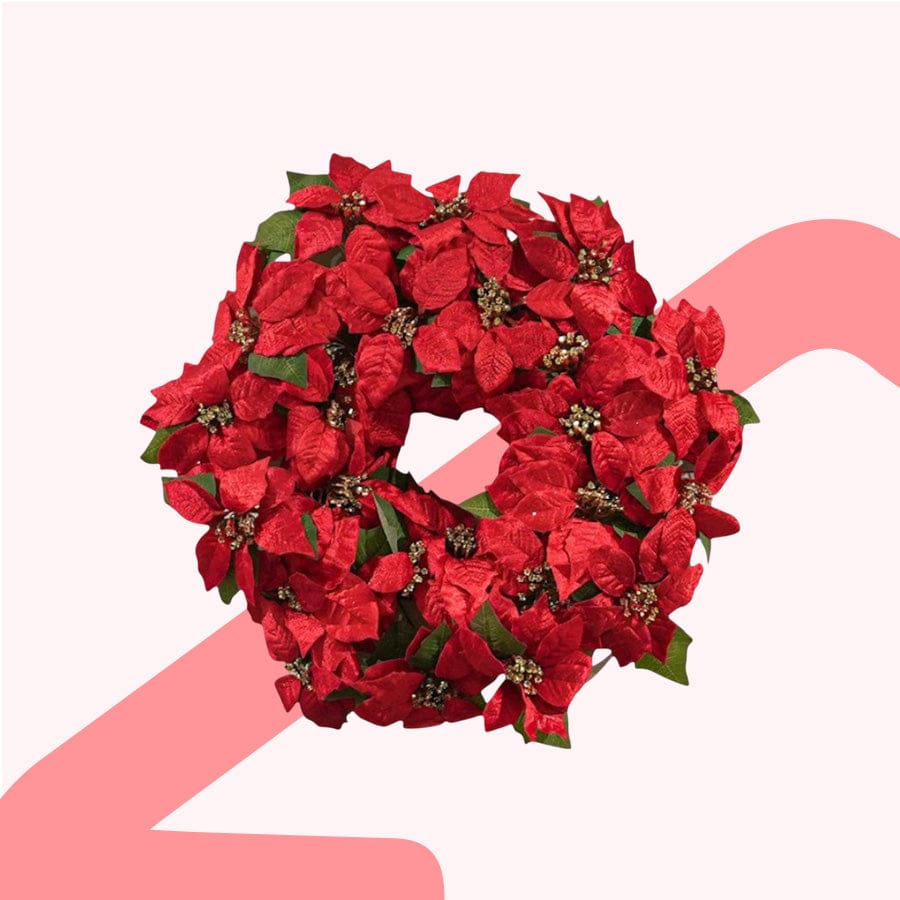 24 Heads Poinsettia Wreath 60cm