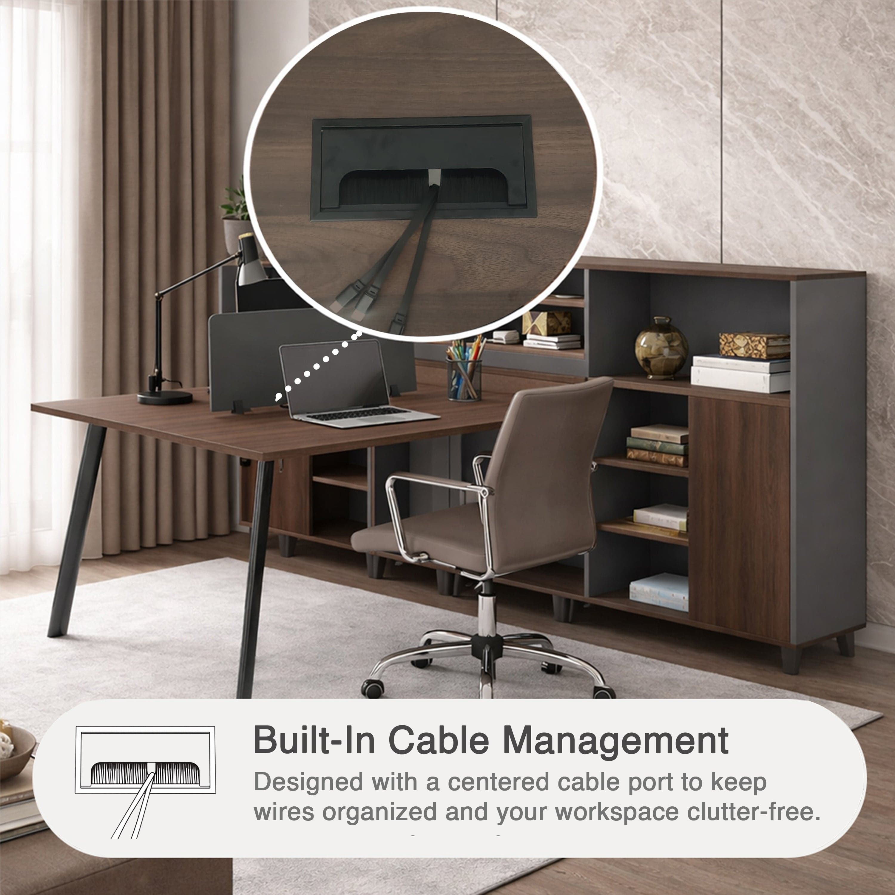 Alice 2S Desk with Side Storage Cabinet