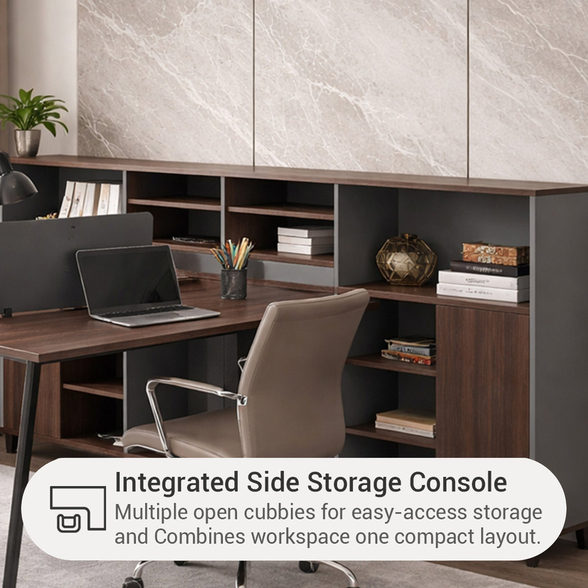 Alice 2S Desk with Side Storage Cabinet