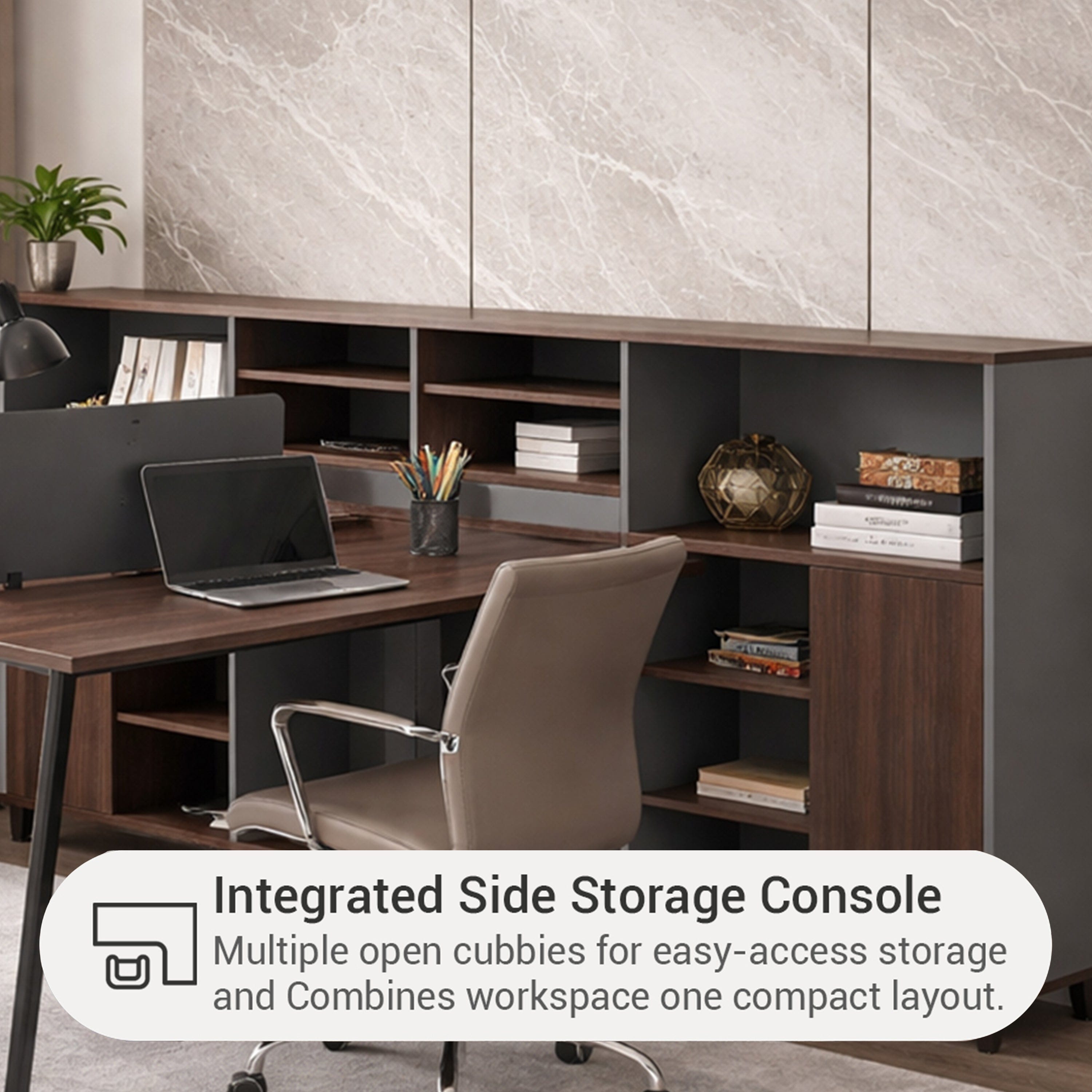 Alice 2S Desk with Side Storage Cabinet