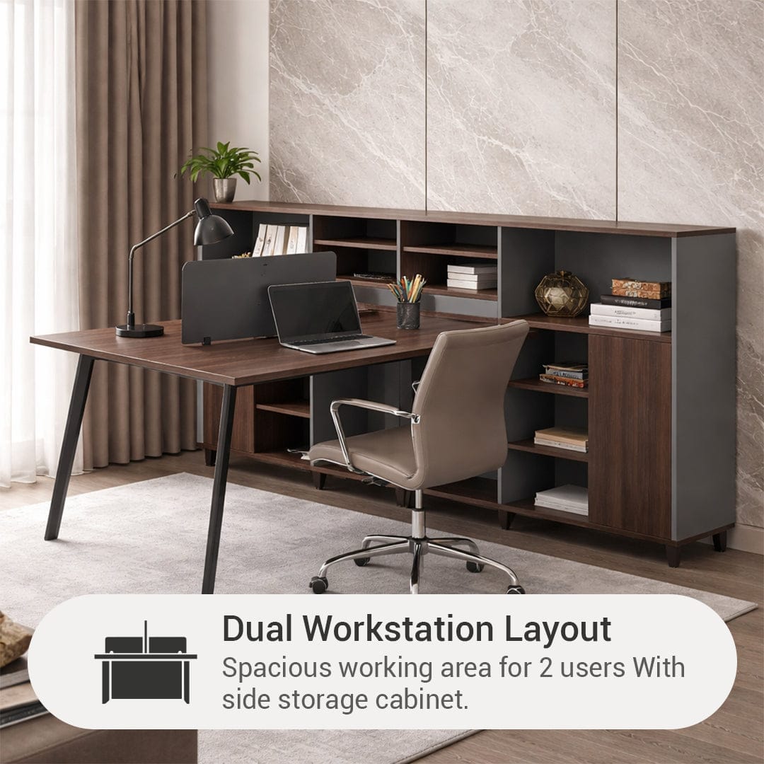Alice 2S Desk with Side Storage Cabinet