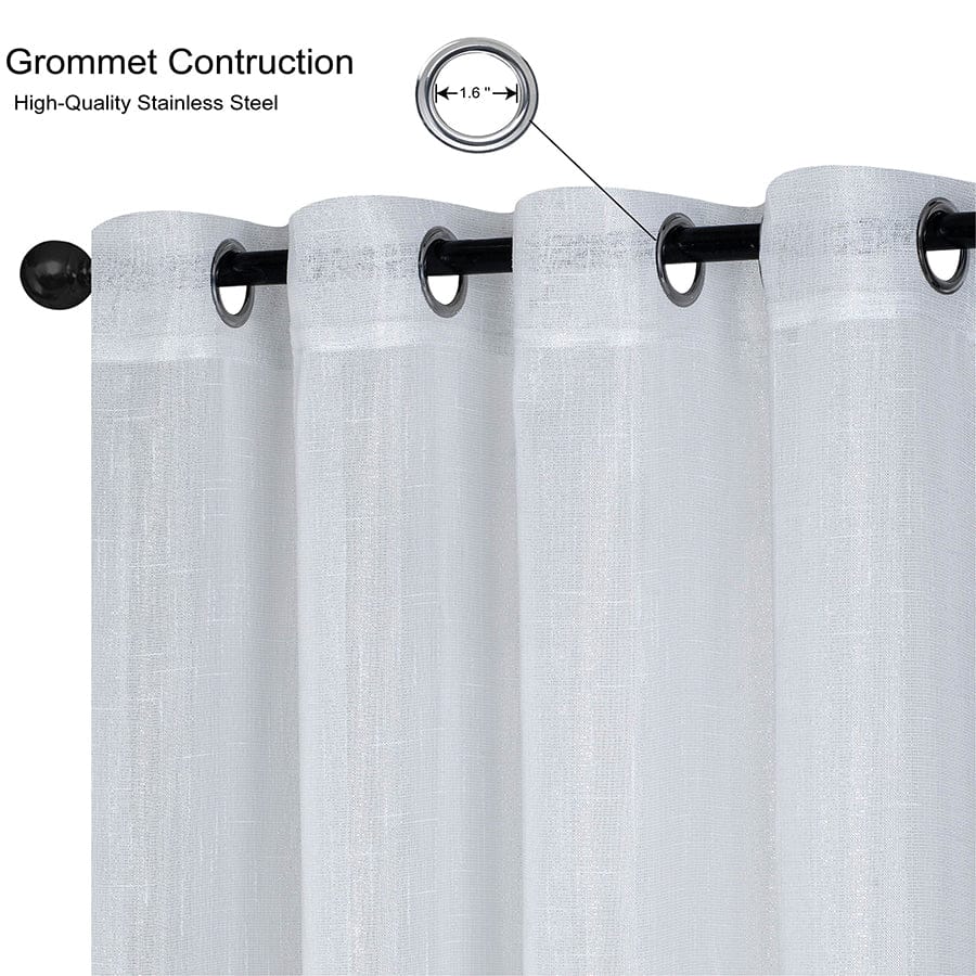 Alysin White Shiny Sheer Curtain