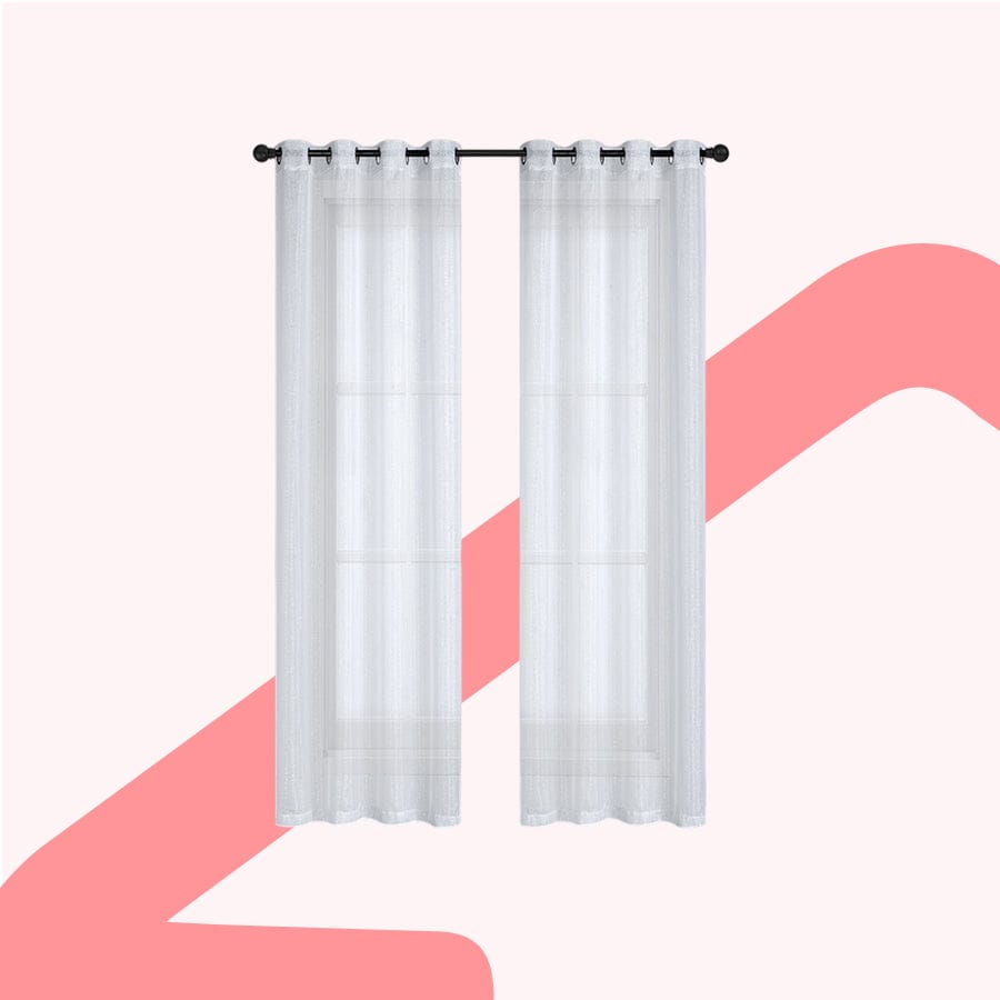 Alysin White Shiny Sheer Curtain