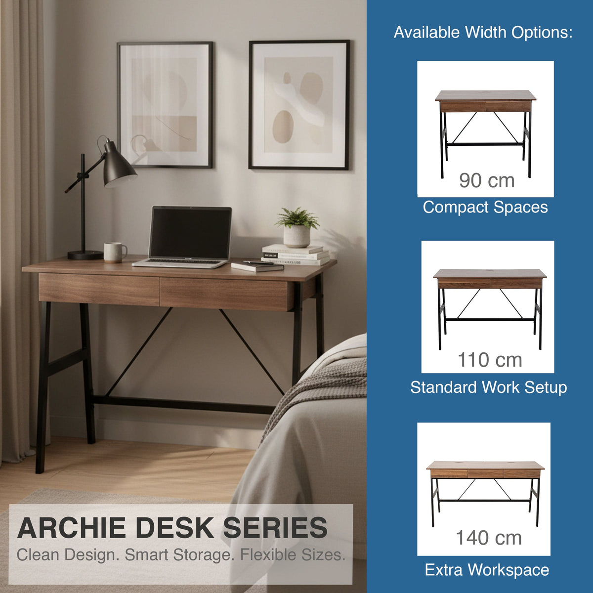 Archie 90 cm Writing Desk