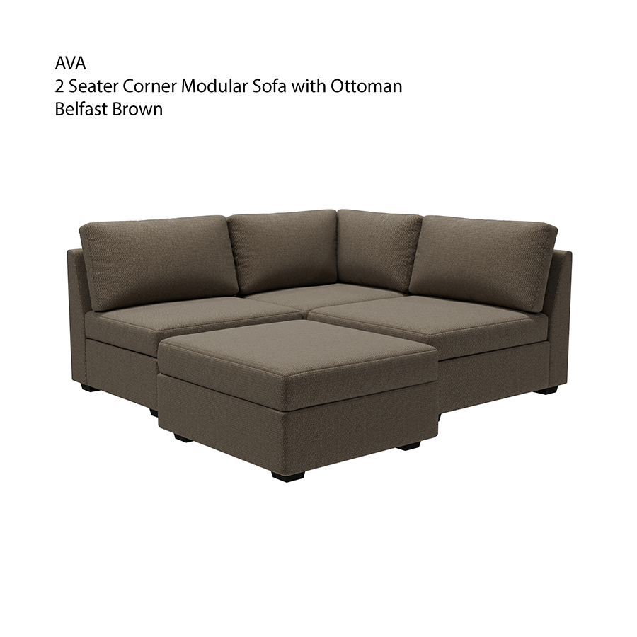Ava Modular Ava 2 Seater Corner Modular Sofa with Ottoman