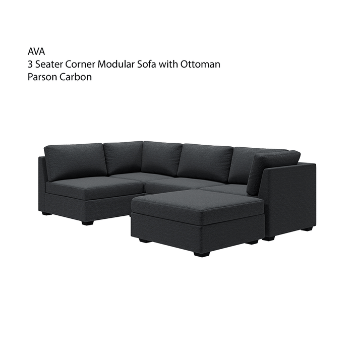 Ava 3 Seater Corner Modular Sofa with Ottoman