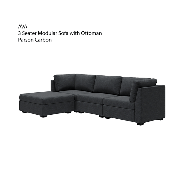 Ava 3 Seater Modular Sofa with Ottoman
