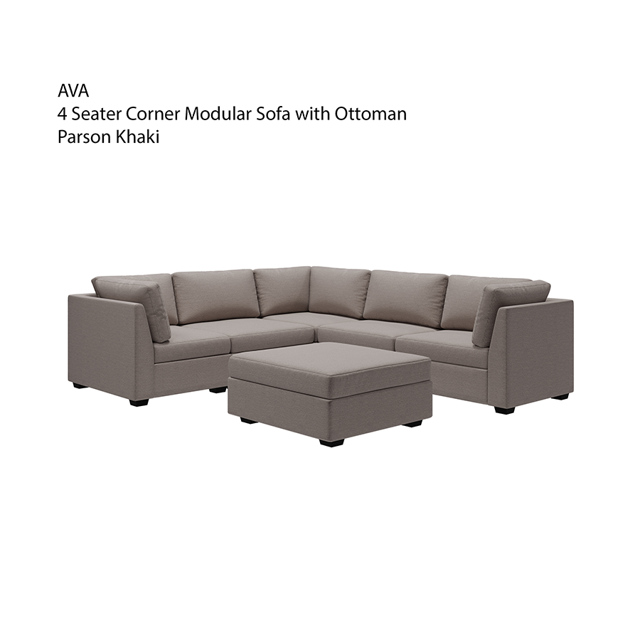 Ava Modular Ava 4 Seater Corner Modular Sofa with Ottoman