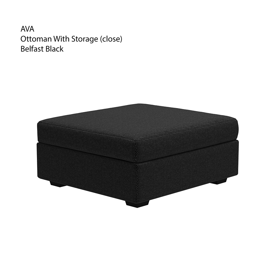 MORE AVA OPTIONS Ava Ottoman with Storage Ava Ottoman with Storage Fabric Belfast Black Mandaue Foam
