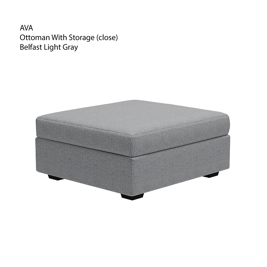 MORE AVA OPTIONS Ava Ottoman with Storage Ava Ottoman with Storage Fabric Belfast Light Gray Mandaue Foam