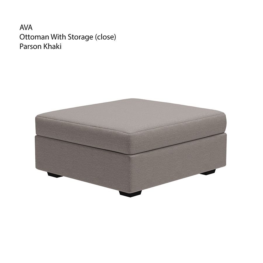 MORE AVA OPTIONS Ava Ottoman with Storage Ava Ottoman with Storage Fabric Parson Khaki Mandaue Foam