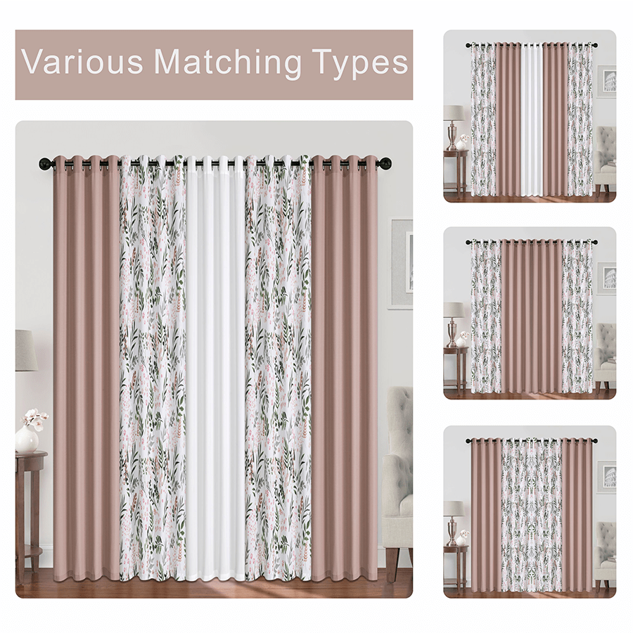 Barta Plain & Print Set of 5 Curtains Barta Plain & Print Set of 5 Curtains Mandaue Foam
