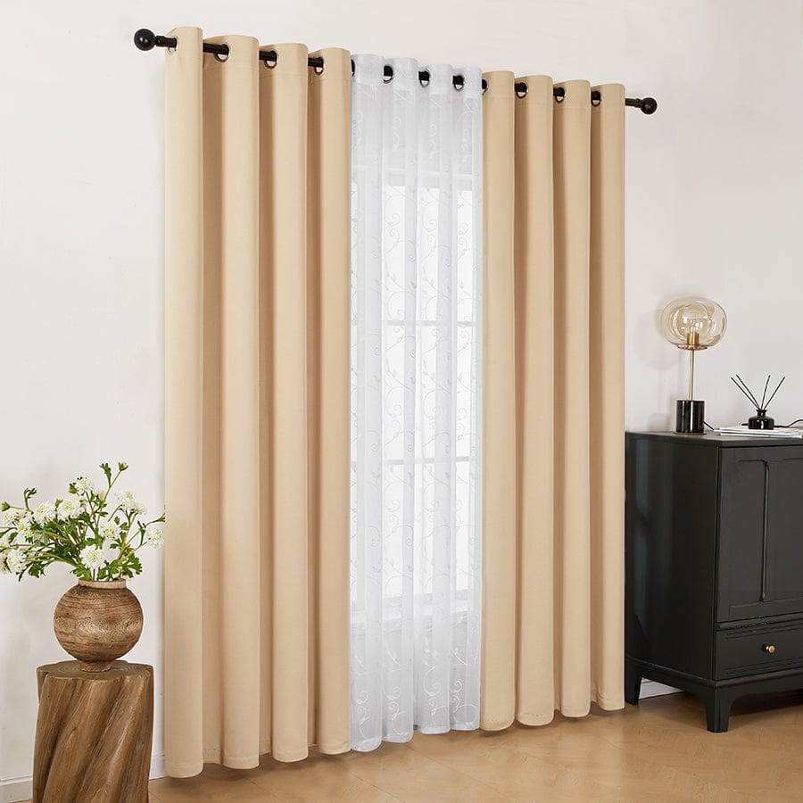 Becka Plain & Print Set Of 3 Curtains