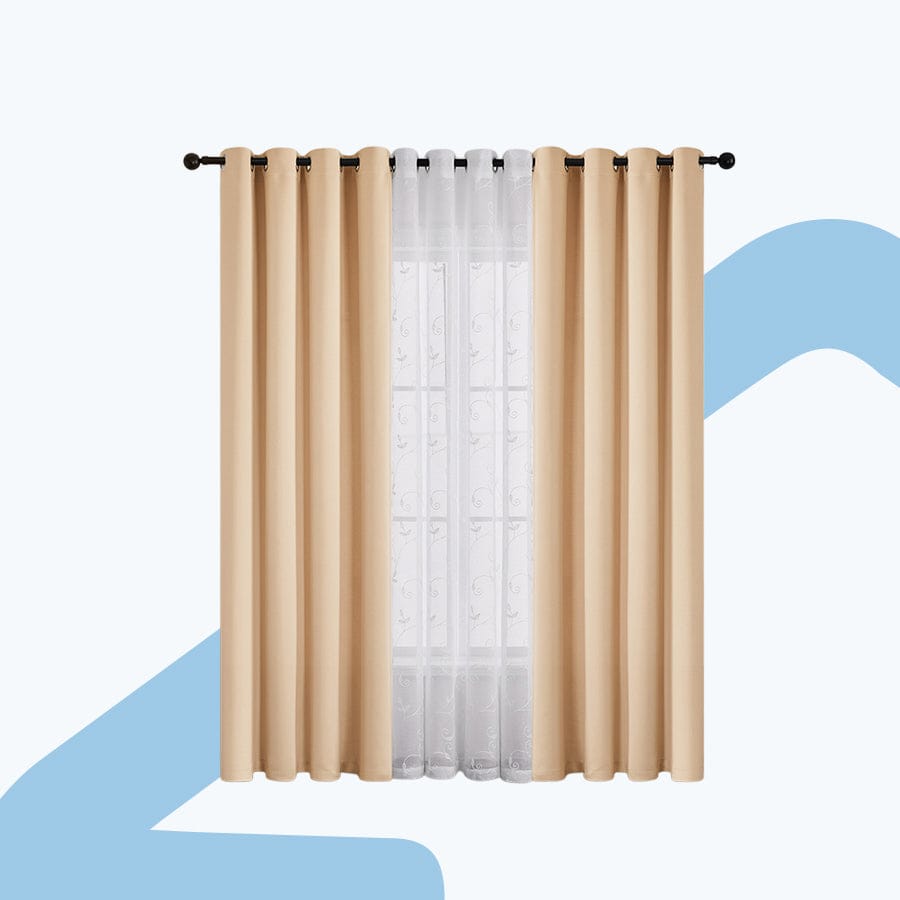 Becka Plain & Print Set Of 3 Curtains