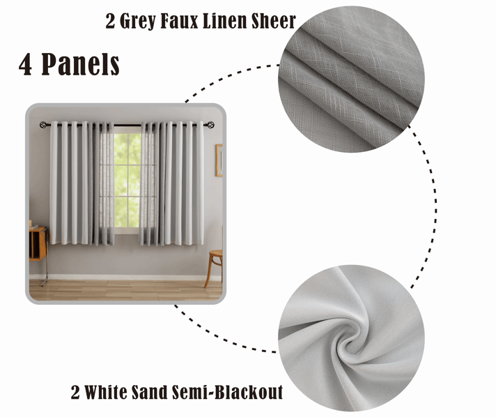 Bellis Plain Set of 4 Curtains