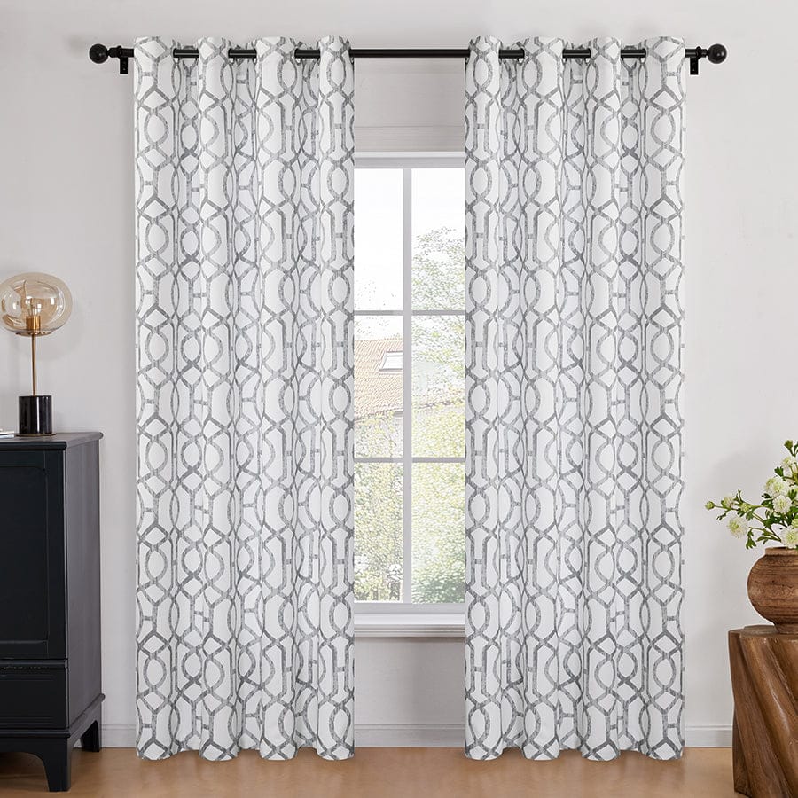 Belysa Plain & Printed Set of 4 Curtains