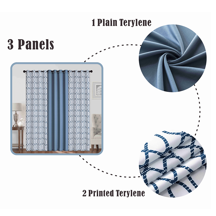 Bernice Plain & Print Set of 3 Curtains Bernice Plain & Print Set of 3 Curtains Mandaue Foam