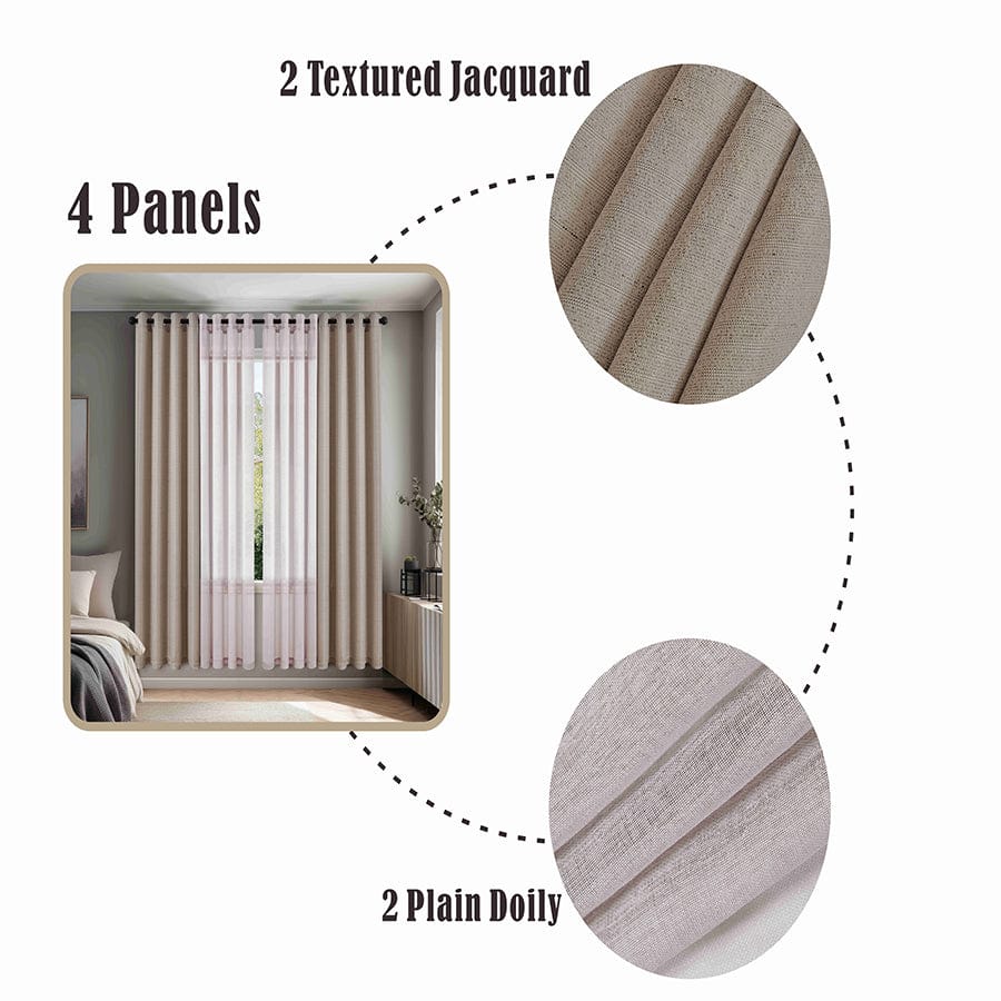 Betine Plain & Printed Set of 4 Curtains