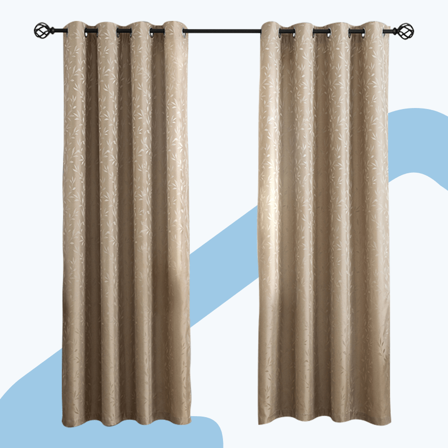 Bett Warm Sand Set of 2 Jacquard Curtains