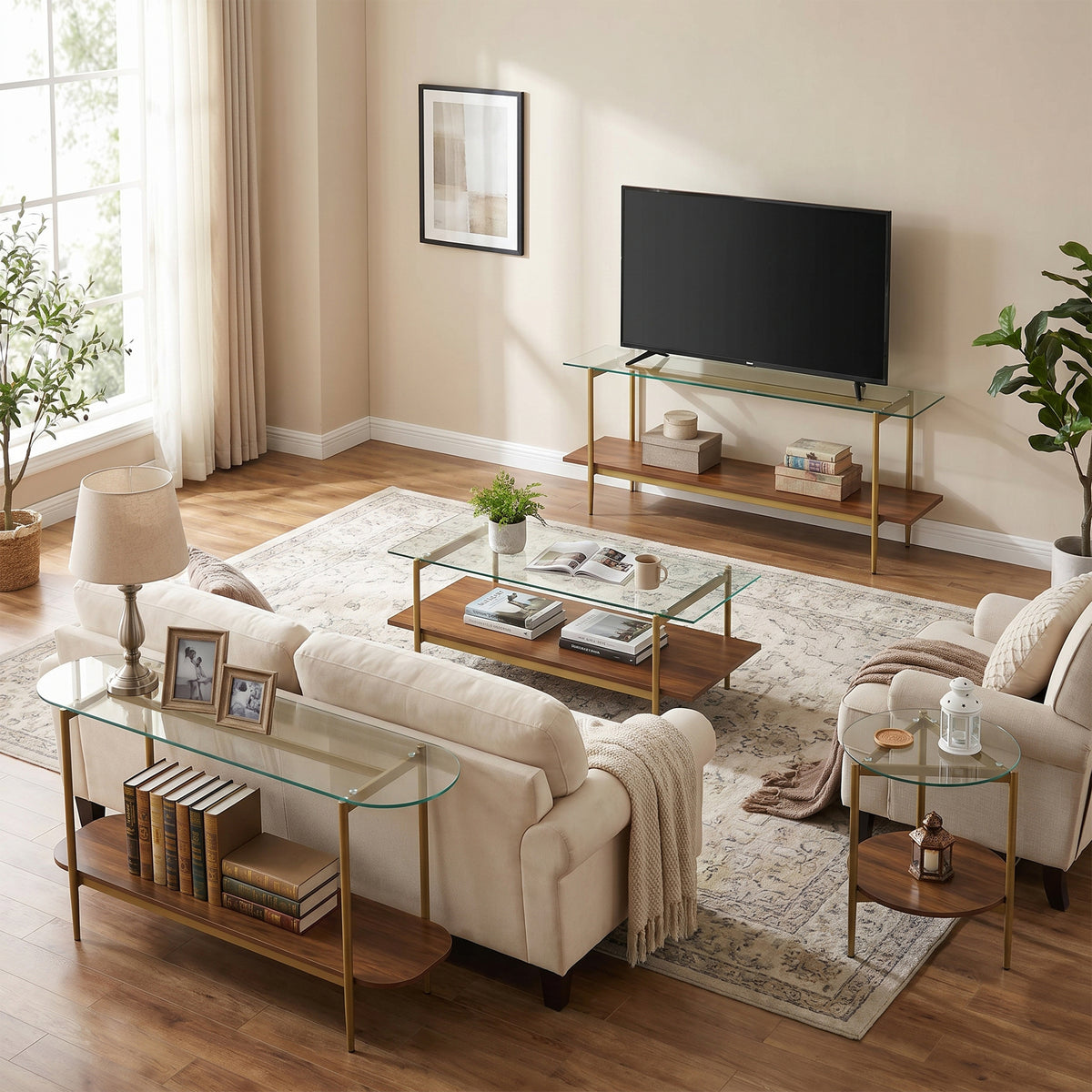 Bexley Glass Top Console Table