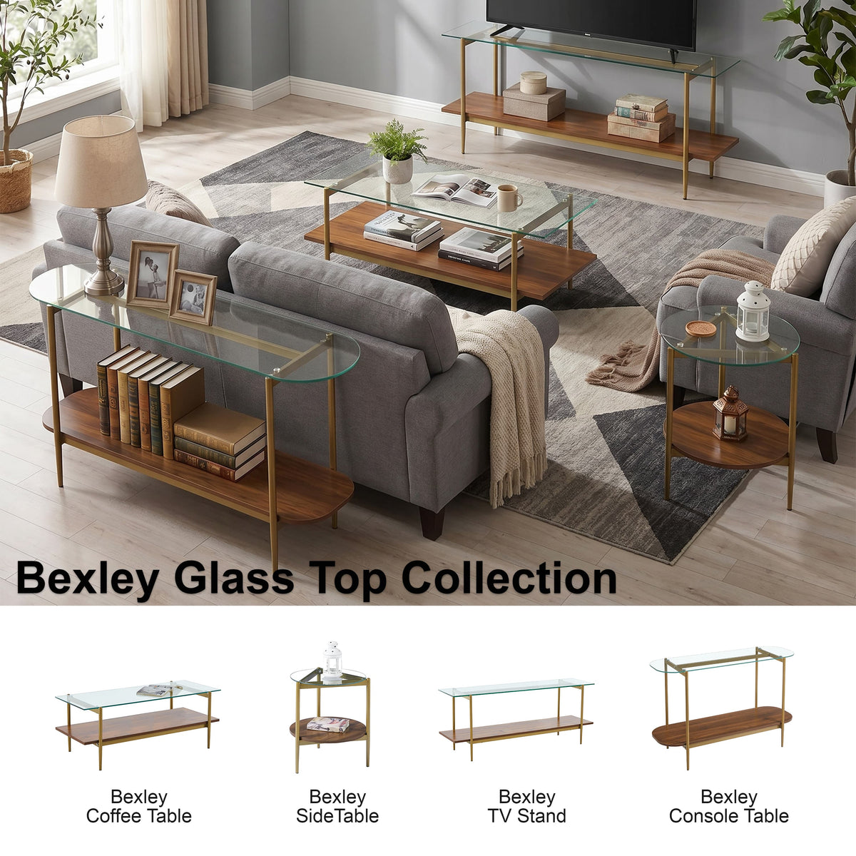 Bexley Glass Top Console Table