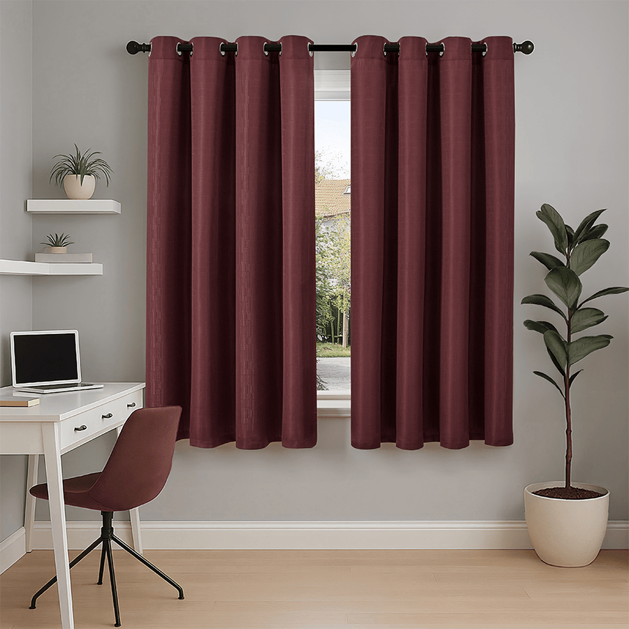 Birte Plain & Print Set of 3 Curtain