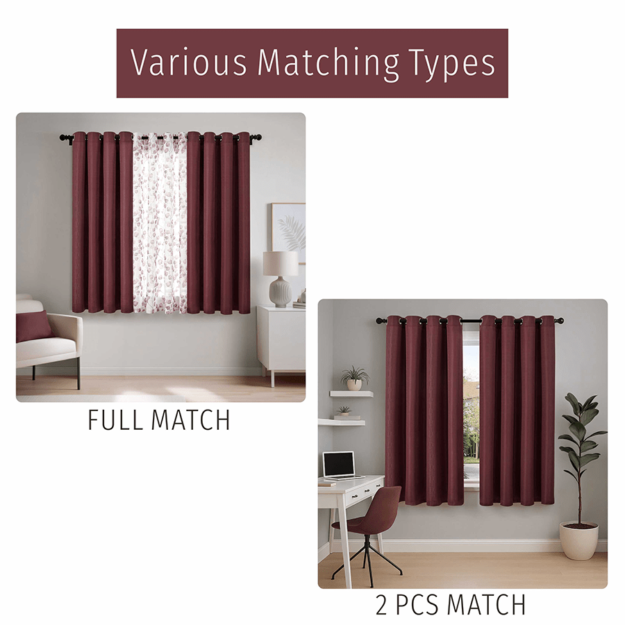 Birte Plain & Print Set of 3 Curtain