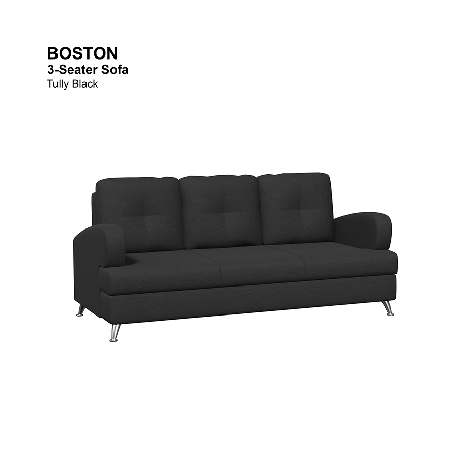 MORE BOSTON OPTIONS Boston 3 Seater Sofa Boston 3 Seater Sofa Leatherette Tully Black Mandaue Foam